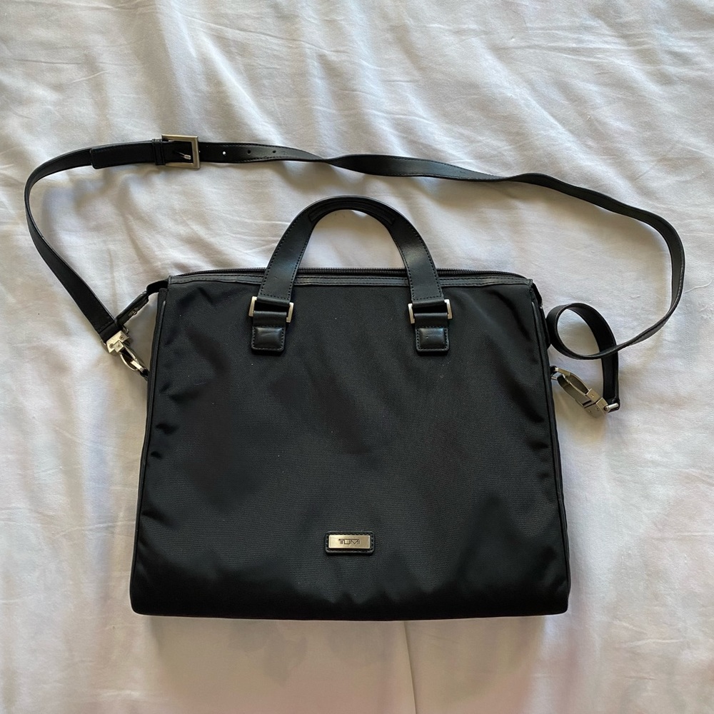 Tumi Ballistic Slim Black Nylon & Leather Slim Laptop Briefcase, Messenger Bag